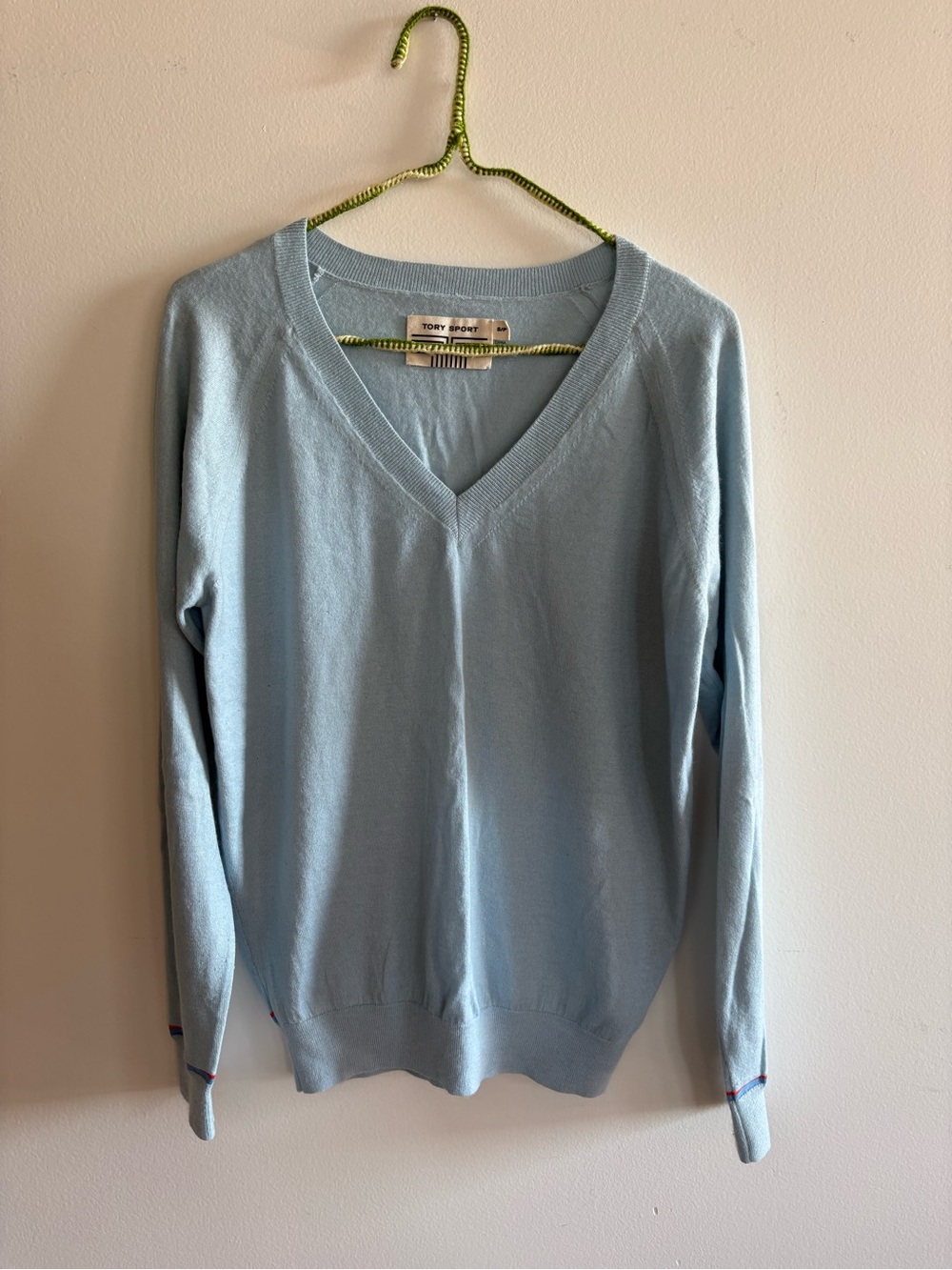 Tory Burch Light Blue V-Neck Sweater